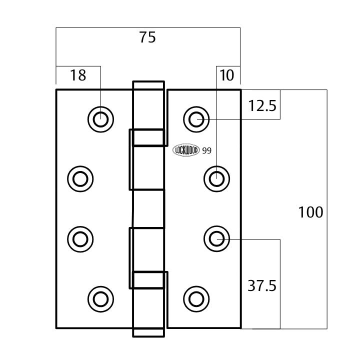 Lockwood 100x75x2.5 SSFPBB Hinge